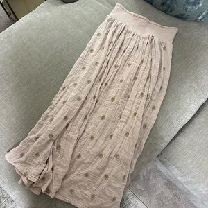 Free People Blush Maxi Skirt with Green Accents